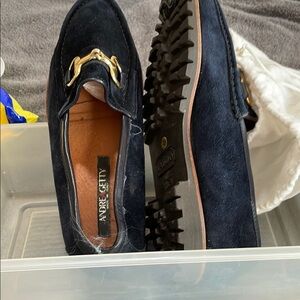 Andre Cetti Black Loafers with Gold Accent